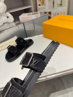 LV Venice Mule Black Suede Sheepskin 626702
