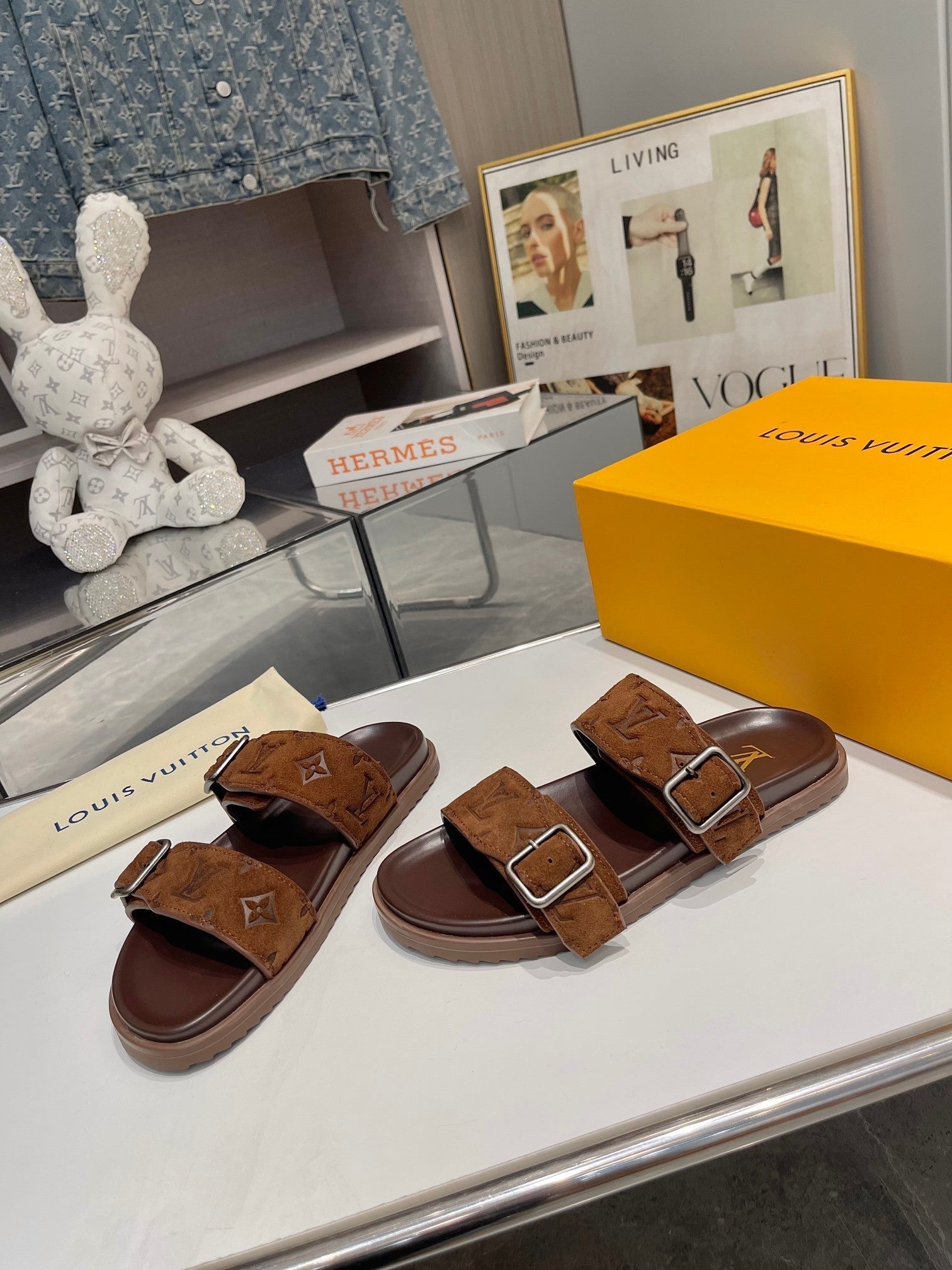 LV Venice Mule Dark Brown Suede Sheepskin 626703