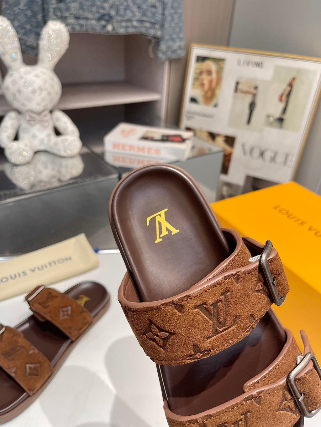 LV Venice Mule Dark Brown Suede Sheepskin 626703