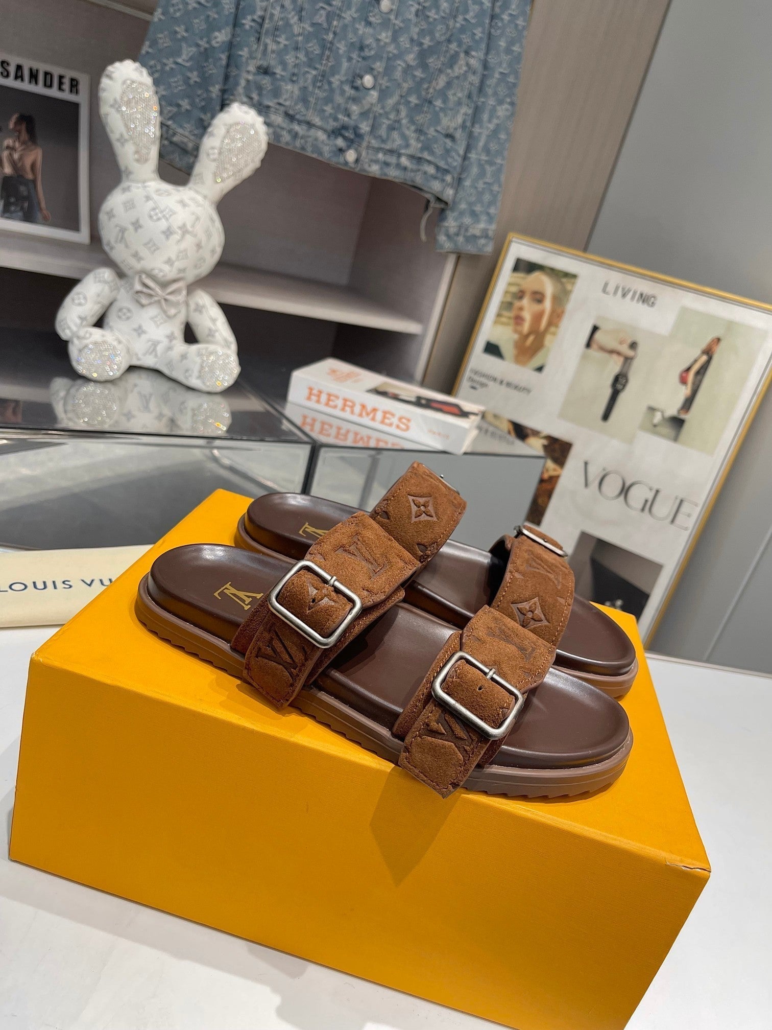 LV Venice Mule Dark Brown Suede Sheepskin 626703
