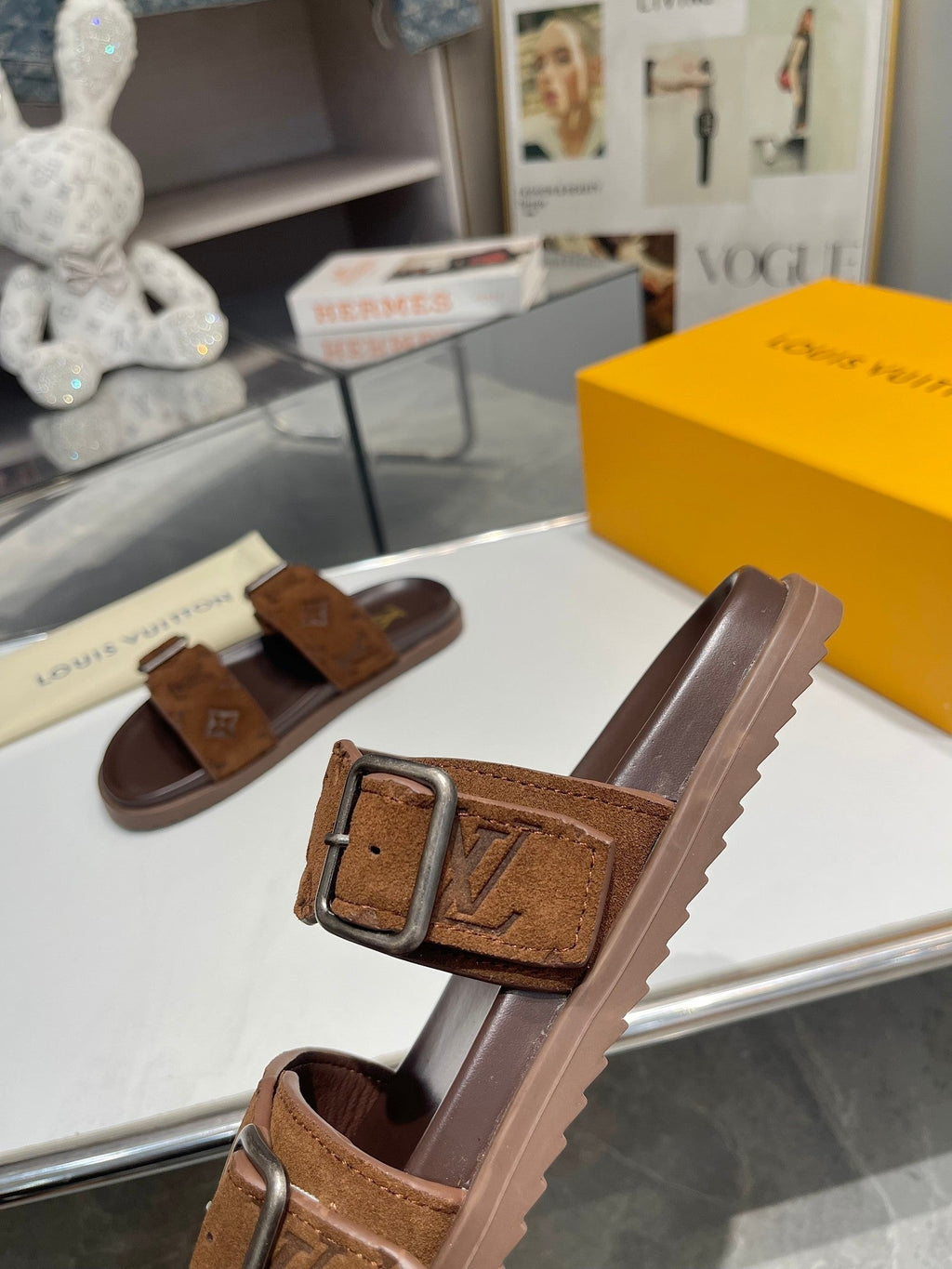 LV Venice Mule Dark Brown Suede Sheepskin 626703