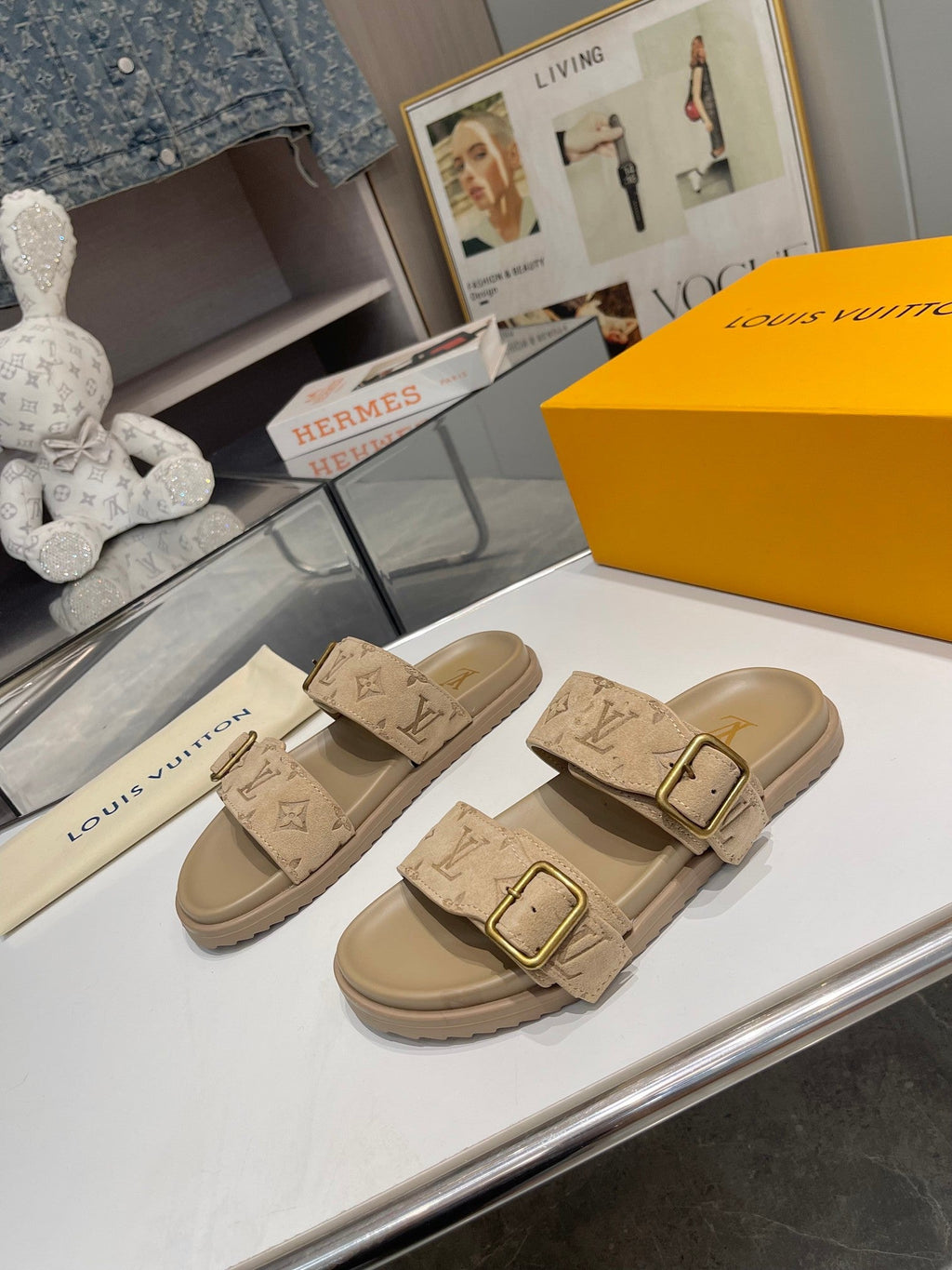 LV Venice Mule Beige Suede Sheepskin 626704