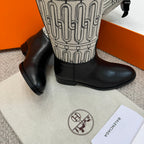 HM Jumping Boot In Black Mix White Calfskin And Mesh Fabric 973843