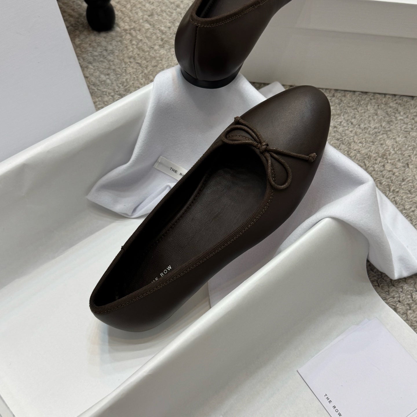 The Row Ballet Flats Bow Dark Brown Cowhide 290729