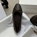 The Row Ballet Flats Bow Dark Brown Cowhide 290729