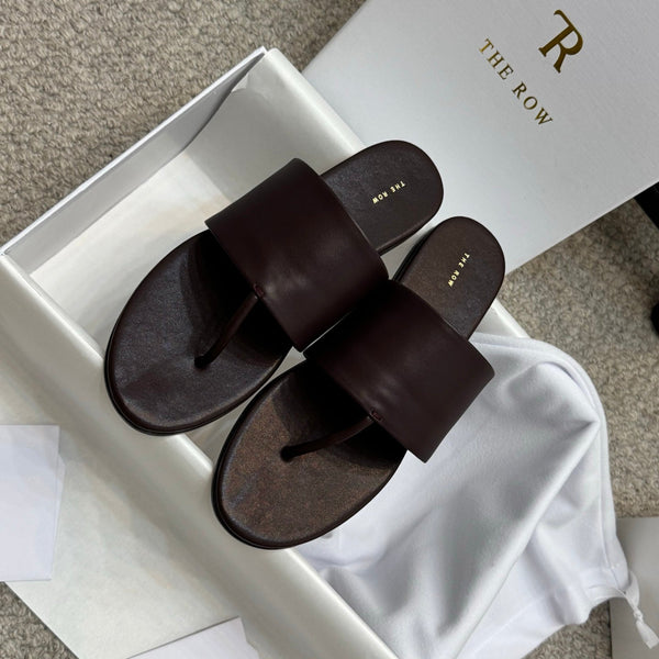 Signum Flat Sandal in Chocolate Calfskin 290733