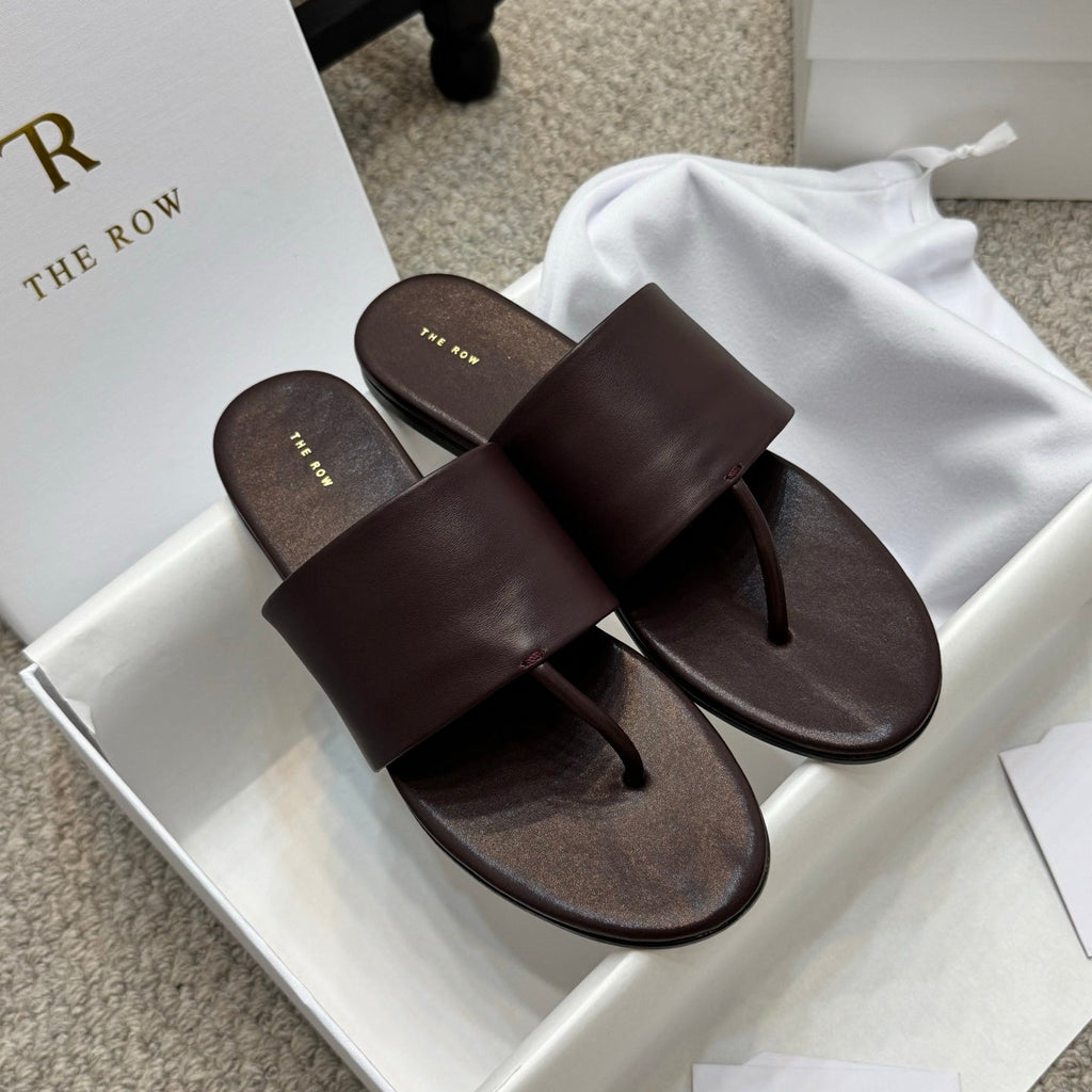 Signum Flat Sandal in Chocolate Calfskin 290733