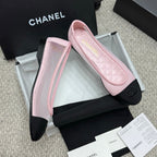 CC 25p Ballet Flat Pink Mesh Fabric Grosgrain