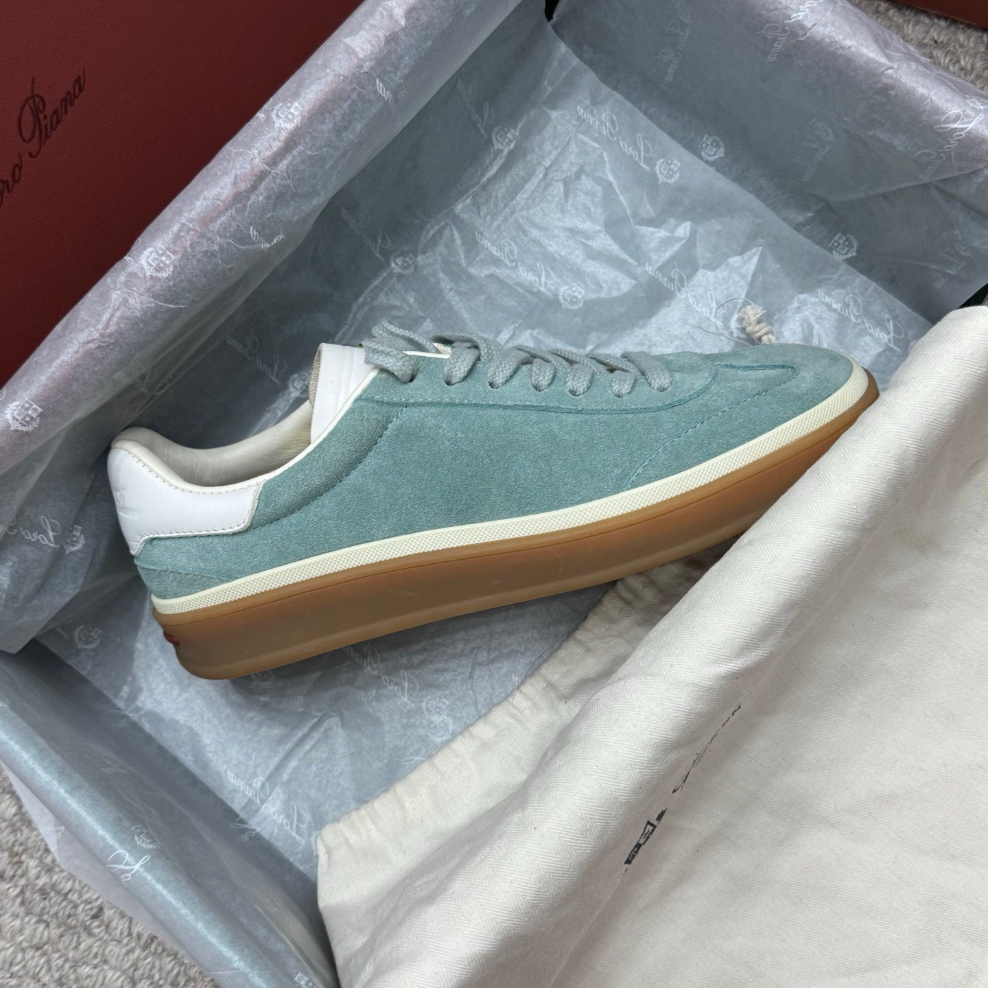LP sneaker unisex style light aqua sheepskin mix suede 384720