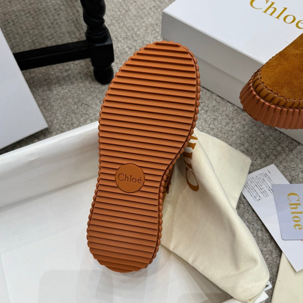 Chloe Nama Shearling-Lined Mule Brown Suede 523133
