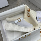 Chloe Nama Shearling-Lined Mule Light Gray Suede 523134