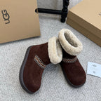 UGG 25ss Ankle Boots Dark Brown Sheep Fur Suede 523107