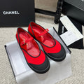 CC 26s Coco Beach Mary Janes Red Black Fibers Rubber 767082