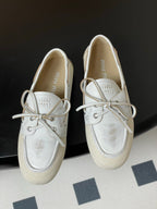 Miumiu White canvas leather loafer 227139