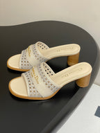 CD 25 D-Lane Heeled Slide Calfskin