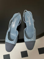 CC 25P Light Blue Black Quilted Denim