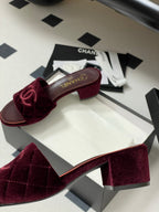25S Embroidery Double C Mule 50mm Wine Velvet 247574