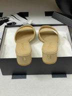 25S Embroidery Double C Mule 50mm Beige Lambskin 247576