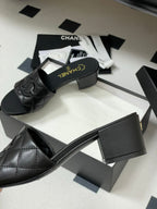 25S Embroidery Double C Mule 50mm Black Lambskin 247577