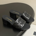 25S Embroidery Double C Mule 50mm Black Lambskin 247577