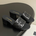 25S Embroidery Double C Mule 50mm Black Lambskin 247577