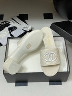 25S Embroidery Double C Mule 50mm White Lambskin 247578