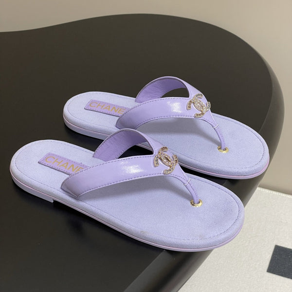CC 25P Double C 1 Motif Thongs Sandal Purple Sheepskin 247700