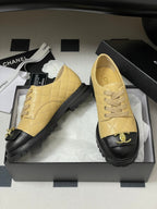 25K Double C Buckle Thick-Soled 25mm Loafer Beige Black Lambskin 247708
