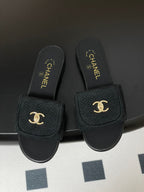 CC 25S Buckle Bag Mule Black Fabric and Sheepskin 247597