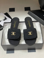 CC 25S Buckle Bag Mule Black Fabric and Sheepskin 247597