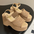 CC 25S Small Wedge Thick-Soled Sandal 10cm Beige Woven 247603