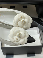 CC 25C Classic Camellia Pointed High Heels Pump 35mm White Suede 247613