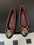 CC 25S 20mm Chain Bow Single Flat Burgundy Velvet Black Sheepskin 247653