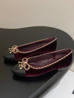 CC 25S 20mm Chain Bow Single Flat Burgundy Velvet Black Sheepskin 247653