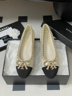 CC 25S 20mm Chain Bow Single Flat White Sheepskin Black Grosgrain 247655
