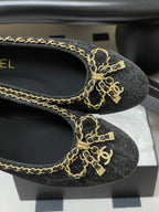 CC 25S 20mm Chain Bow Single Flat Black Denim Black Grosgrain 247659