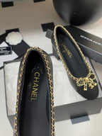 CC 25S 60mm Chain Bow Single Pumps Black Sheepskin Grosgrain 247664