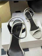 The Row 25S Strap High Heel Sandals 85mm White Snake Pattern Cowhide 286188