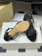 The Row 25S Strap High Heel Sandals 85mm Black Snake Pattern Cowhide 286189