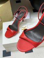 The Row 25S Strap High Heel Sandals 85mm Red Sheepskin 286190
