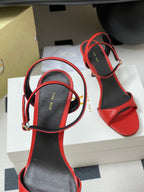 The Row 25S Strap High Heel Sandals 85mm Red Sheepskin 286190