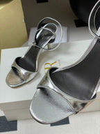The Row 25S Strap High Heel Sandals 85mm Black Mix Gold Metallic Cowhide 286193