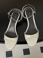 The Row 25S Strap High Heel Sandals 35mm White Snake Pattern Cowhide 286196
