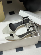 The Row 25S Strap High Heel Sandals 35mm White Snake Pattern Cowhide 286196