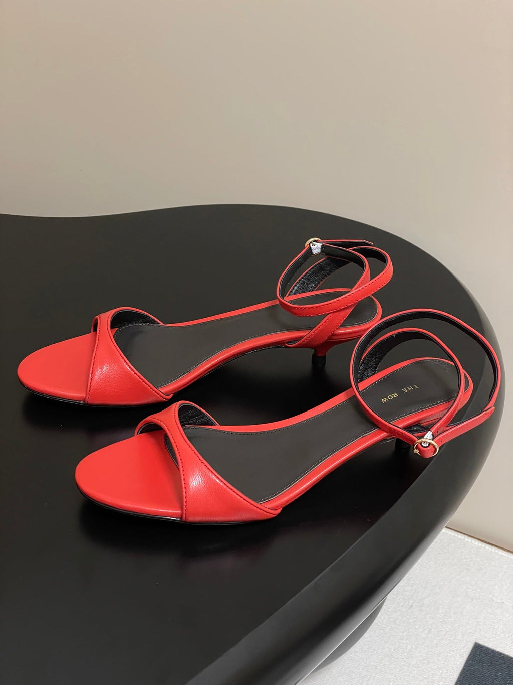 The Row 25S Strap High Heel Sandals 35mm Red Sheepskin 286198