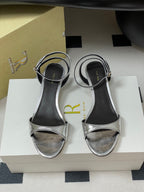 The Row 25S Strap High Heel Sandals 35mm Black Mix Silver Metallic Cowhide 286201