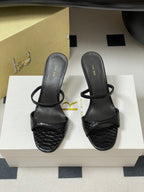 The Row 25S Strap High Heel Mule Sandals 85mm Black Snake Pattern Cowhide 286205