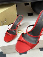 The Row 25S Strap High Heel Mule Sandals 85mm Red Sheepskin 286206