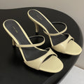 The Row 25S Strap High Heel Mule Sandals 85mm Beige Sheepskin 286207