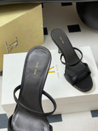 The Row 25S Strap High Heel Mule Sandals 85mm Black Sheepskin 286208